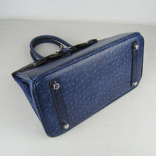 Replica Hermes Birkin 30CM Ostrich Veins Handbag Dark Blue 6088 On Sale